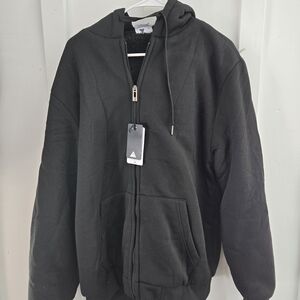 NWT Zity Sports Group Sherpa Lined Heavyweight Zip-Up Hoodie - Black - Large